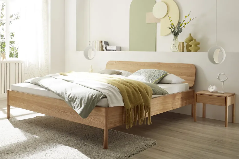Doppelbett Metallfrei 'Natura Oak II' 180x200cm Wildeiche massiv