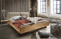 Doppelbett mit Polsterkopfteil 'New York' 180x200cm Wildeiche geölt