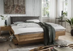 Doppelbett mit Polsterkopfteil 'Astoria II' 180x200cm Wildeiche geölt