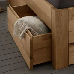 Doppelbett mit Schubkästen 'Cleveland I' 200x200cm Wildeiche geölt