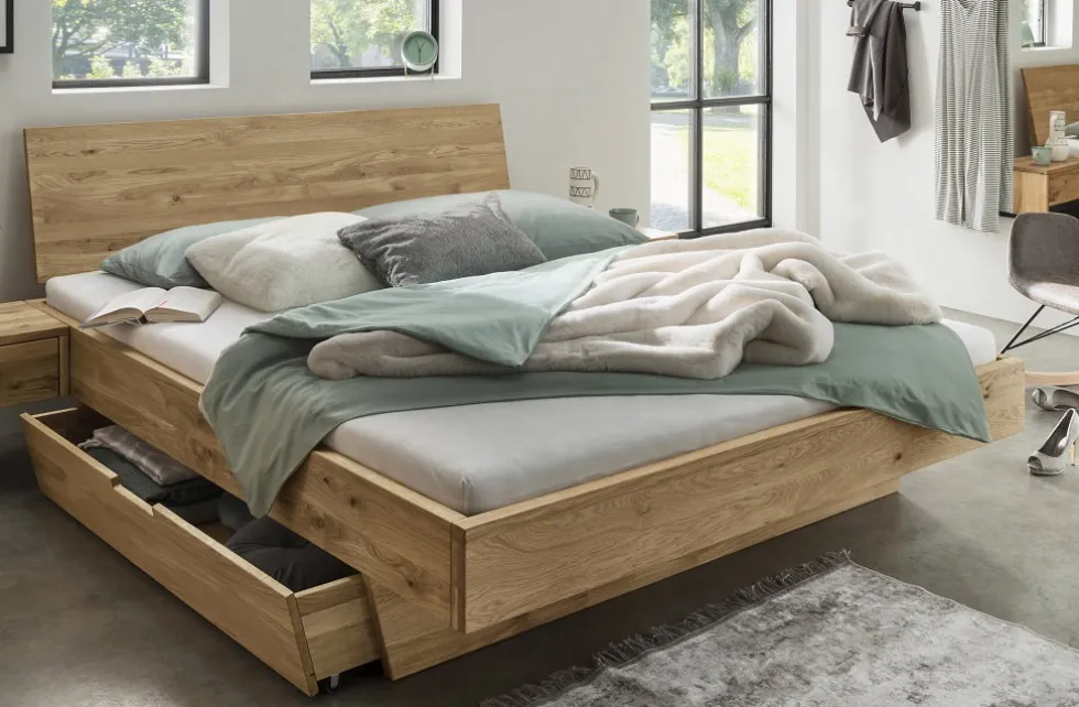 Doppelbett mit Schubkästen 'Redwood I' 180x200cm Wildeiche geölt