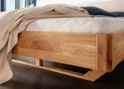 Doppelbett 'Mona IV' 200x200cm Cord beige & Wildeiche geölt