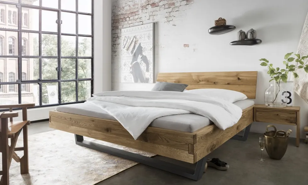 Doppelbett 'Navarra II' 160x200cm Wildeiche geölt