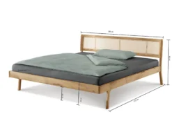 Doppelbett 180x200cm "Norden" Eiche & Rattangeflecht