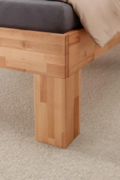 Einzelbett 'Grace' 90x200cm Holztöne & Füße & Kopfteile zur Auswahl Wildeiche geölt Holzkopfteil eckig Holzfuß 7x7cm
