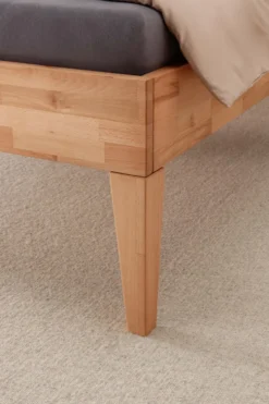 Einzelbett 'Grace' 90x200cm Holztöne & Füße & Kopfteile zur Auswahl Wildeiche geölt Holzkopfteil eckig Holzfuß 7x7cm