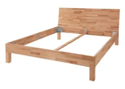 Einzelbett 'Grace' 90x200cm Holztöne & Füße & Kopfteile zur Auswahl Wildeiche geölt Holzkopfteil eckig Holzfuß 7x7cm