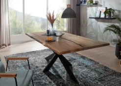 Epoxidharz Esstisch 240x100cm "Kiew" Wildeiche massiv