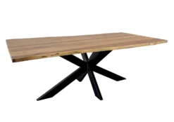 Epoxidharz Esstisch 160x90cm "Varna" Akazie massiv & Metall schwarz