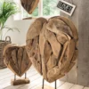3er-Set Deko-Herz auf Ständer "Herz" Teak natur