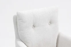2er-Set Drehstuhl Esszimmerstuhl "Hanna" Cord creme & Metall schwarz