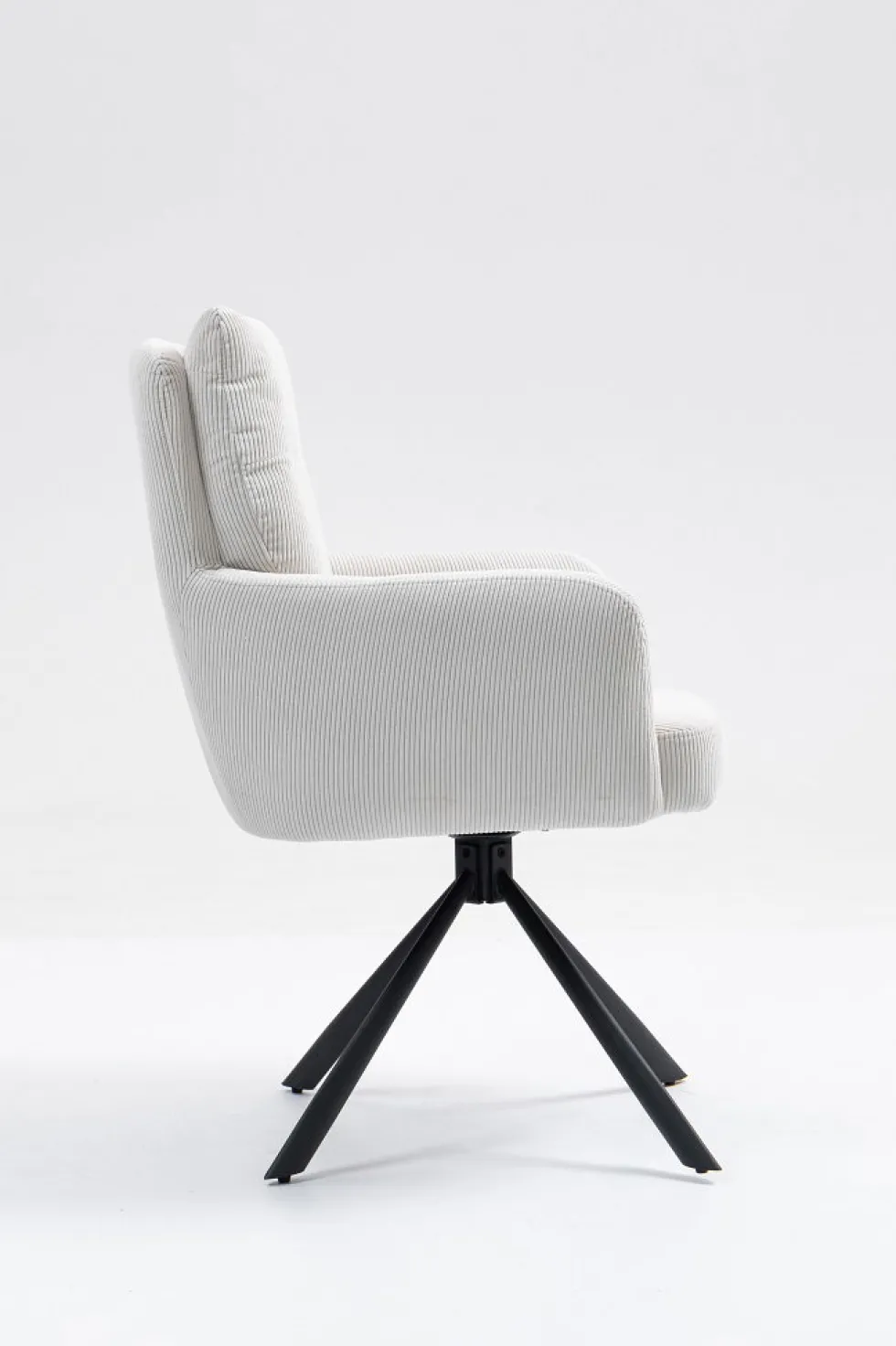 2er-Set Drehstuhl Esszimmerstuhl "Hanna" Cord creme & Metall schwarz
