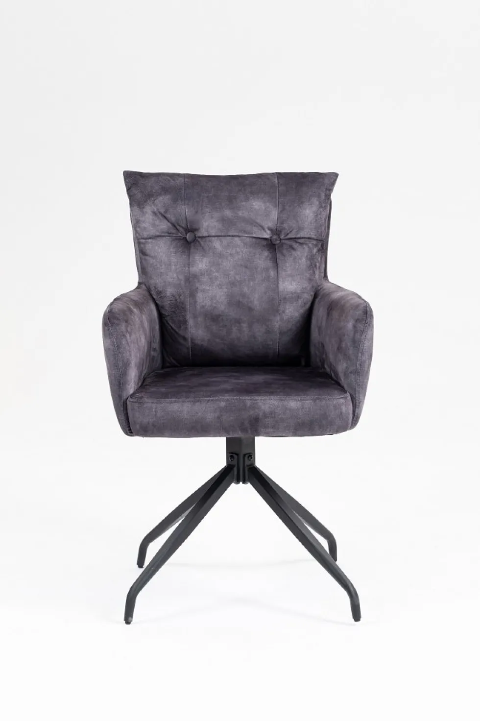 2er-Set Drehstuhl Esszimmerstuhl "Allegro" Stoff schwarz & Metall schwarz