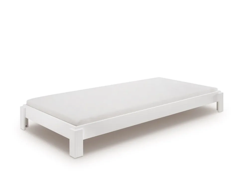 2er-Set Stapelbett 90x200cm 'Dubi' Buche massiv weiß lackiert
