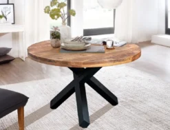 Esstisch "Patna" 110cm Akazie & Metall schwarz