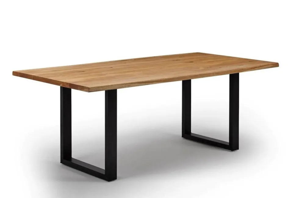 Esstisch verschiedene Größen 'Amber III' Wildeiche & Metall schwarz 160(240)x90 cm