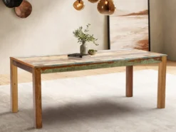 Esstisch 200x90cm 'Hawkins' recyceltes Altholz mehrfarbig lackiert