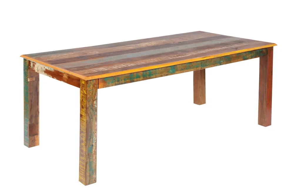 Esstisch 200x90cm 'Hawkins' recyceltes Altholz mehrfarbig lackiert