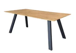 Esstisch 180x90cm "Konin" Wildeiche massiv & 4-Kant Gestell