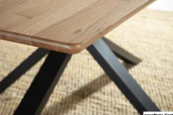 Esstisch 180x90cm "Konin" Wildeiche massiv & Gestell Rundrohr