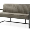 Esszimmerbank mit Armlehnen 160cm 'Odin' Bezug Taupe Gestell schwarz