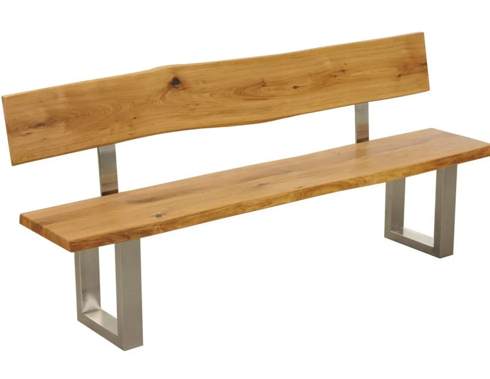 Esszimmerbank mit Lehne 220cm 'Amber II' Wildeiche massiv