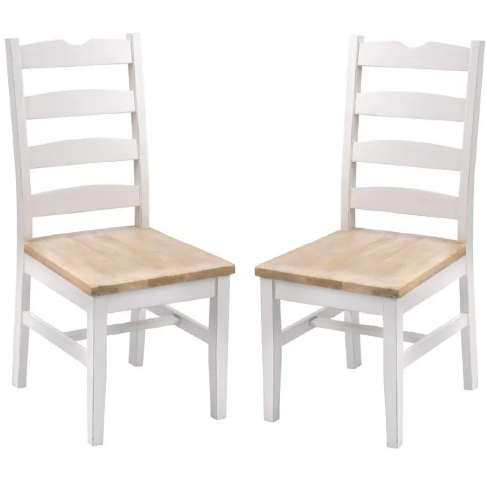 Esszimmerstuhl 2er-Set 'Nizza' Mango weiß natur