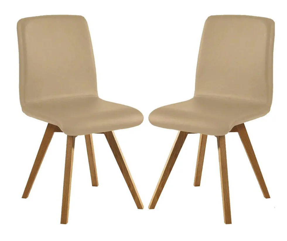 Esszimmerstuhl 2er-Set Wildeiche 'Granada' Echtleder verschieden Farben möglich beige