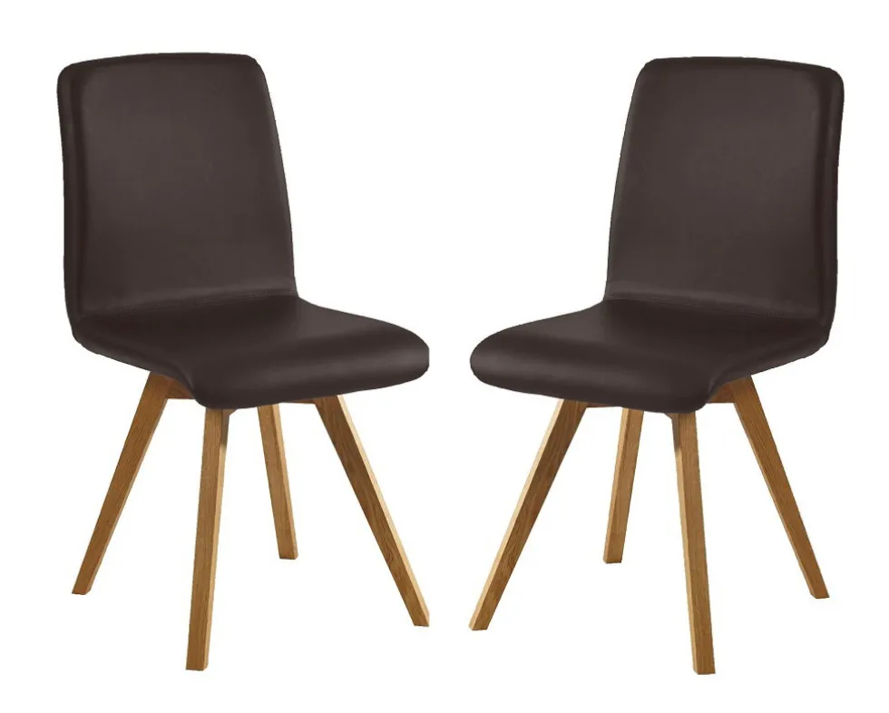 Esszimmerstuhl 2er-Set Wildeiche 'Granada' Echtleder verschieden Farben möglich beige