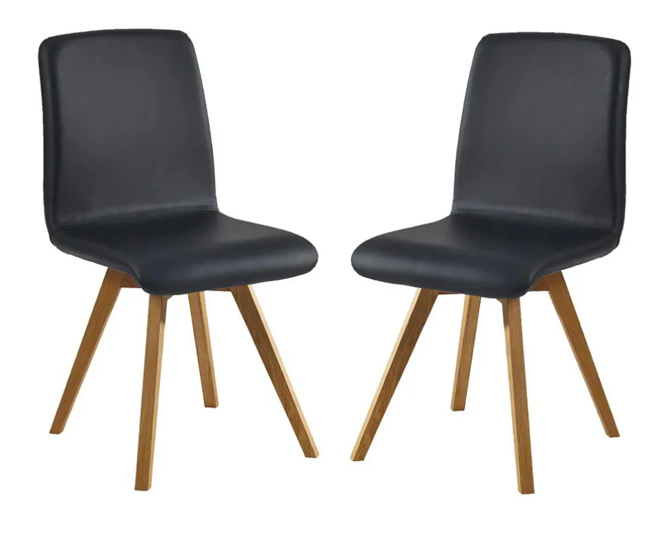 Esszimmerstuhl 2er-Set Wildeiche 'Granada' Echtleder verschieden Farben möglich beige