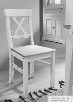Esszimmerstuhl 2-Stück "Zürich II" Kiefer massiv grau WZ-0133