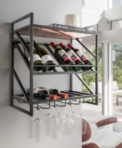 Flaschenregal für 6 Flaschen/Gläser "Vino 8" Metall schwarz