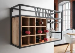 Flaschenregal für 12 Flaschen/Gläser "Vino 9" Holz & Metall
