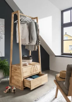 Garderobe mit Schubkästen 75x190cm 'Graz' Wildeiche geölt