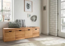 Garderobenbank mit 4 Schubkästen 160cm 'Stockholm' Buche massiv