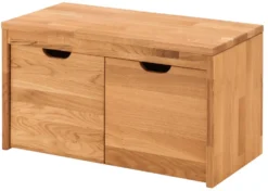 Garderobenbank mit 2 Schubkästen 82cm 'Stockholm' Wildeiche massiv AV