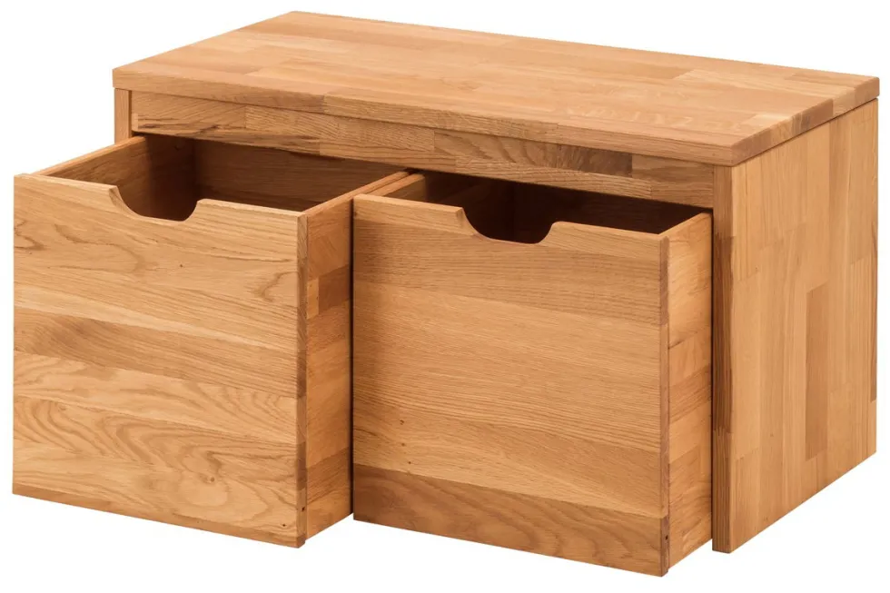 Garderobenbank mit 2 Schubkästen 82cm 'Stockholm' Wildeiche massiv AV