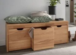 Garderobenbank mit 3 Schubkästen 120cm 'Stockholm' Buche massiv