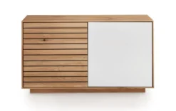 Garderobenbank 80x44cm "Trentino" Wildeiche & Glas weiß