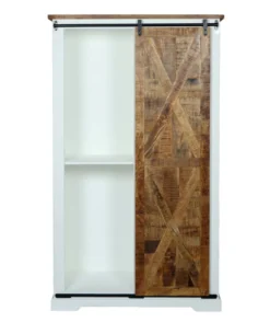 Garderobenschrank 110x190cm 'Country' Akazie weiß & braun