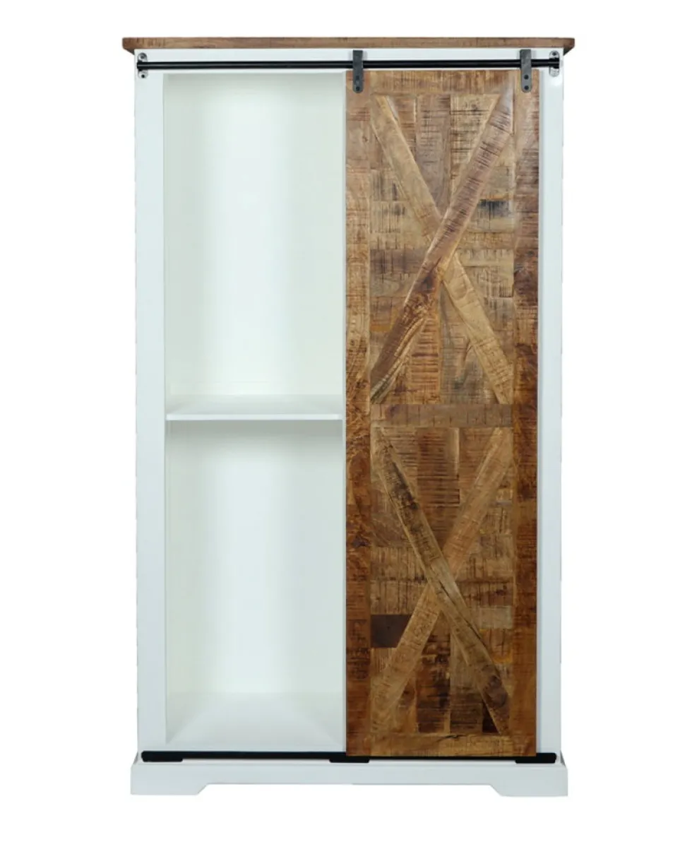 Garderobenschrank 110x190cm 'Country' Akazie weiß & braun