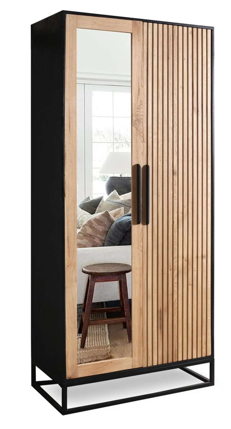 Garderobenschrank 88x190cm 'Namibia' Eiche & Mango schwarz