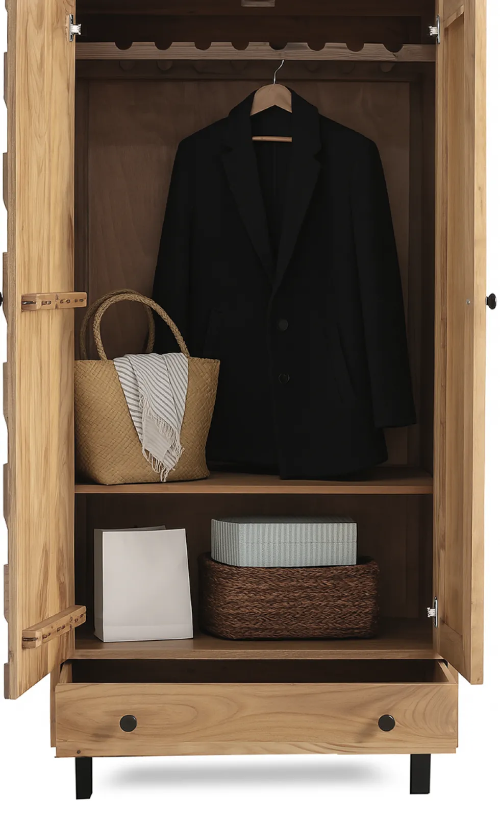 Garderobenschrank 88x192cm 'Ontario' Akazie massiv