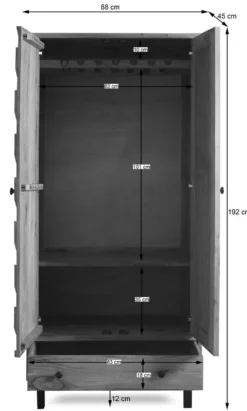 Garderobenschrank 88x192cm 'Ontario' Akazie massiv