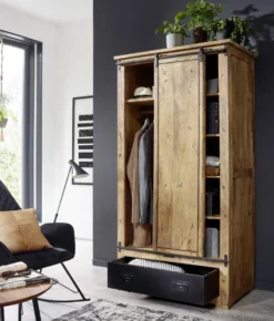 Garderobenschrank 100x190cm 'Railroad' Mango & Eisen