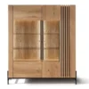 Highboard 140cm Wildeiche 'Amalfi' verschiedene Ausführungen inkl.Beleuchtung ohne Glasplatte Metallgestell schwarz
