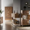 Highboard II 99x139cm "Assuan" Mango & Metall goldfarbig WZ-0462