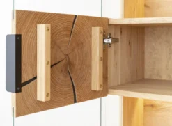 Highboard inkl.Beleuchtung 83x147cm 'Triest' Wildeiche massiv Glas