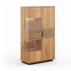 Highboard inkl.Beleuchtung 83x147cm 'Verona' Wildeiche massiv