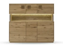 Highboard inkl.Beleuchtung 165x145cm 'Monza' Wildeiche geölt